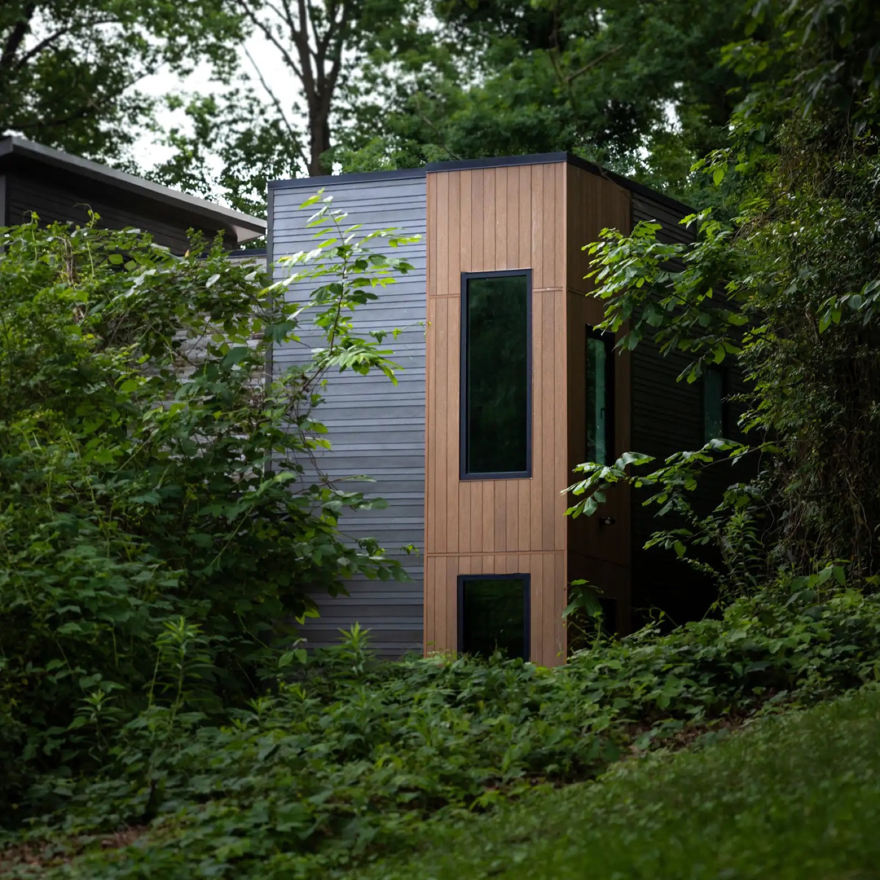 Modern facade with vertical cladding