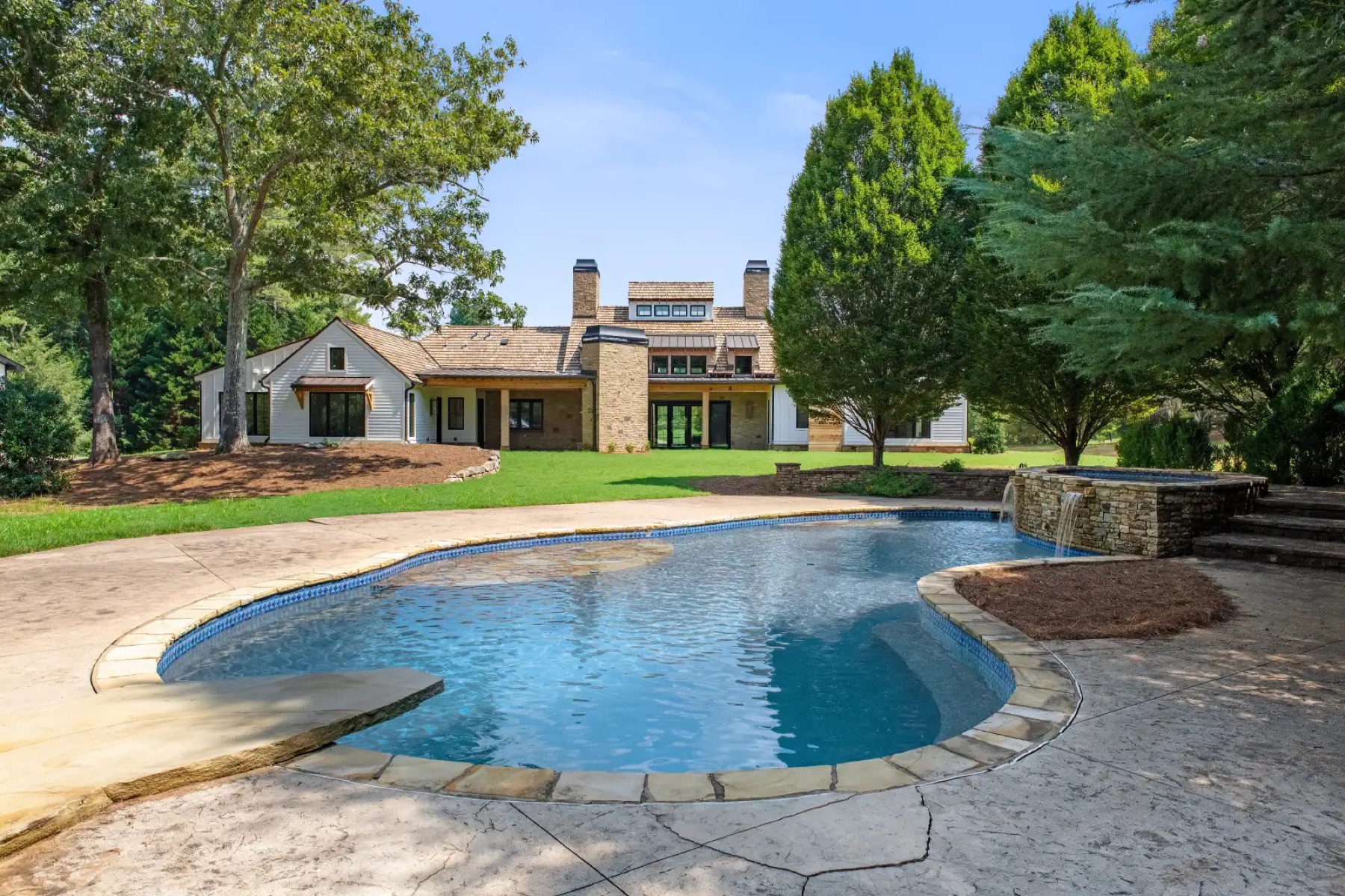 A completed luxury estate with stone pool terrace