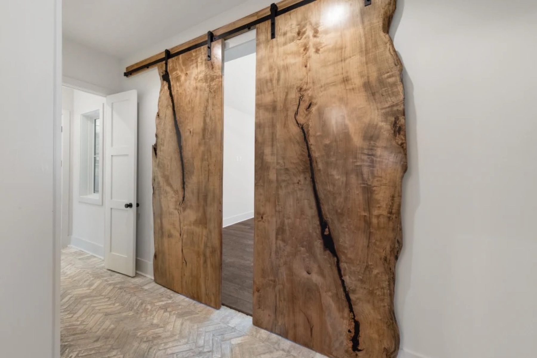 Live-edge slab barn door